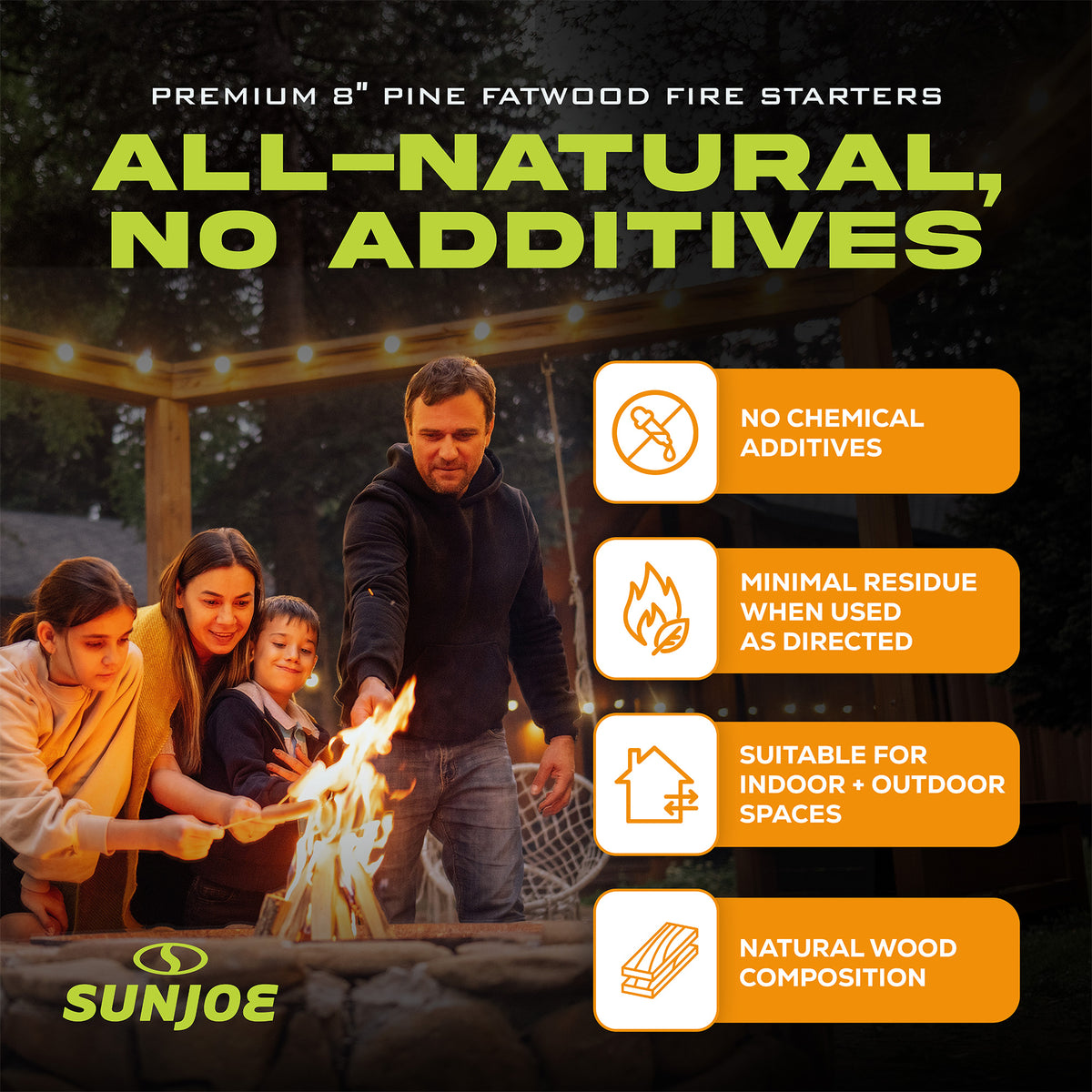 Sun Joe 10 Lb Fatwood Fire Starter Sticks for Fireplace, & Pits Use