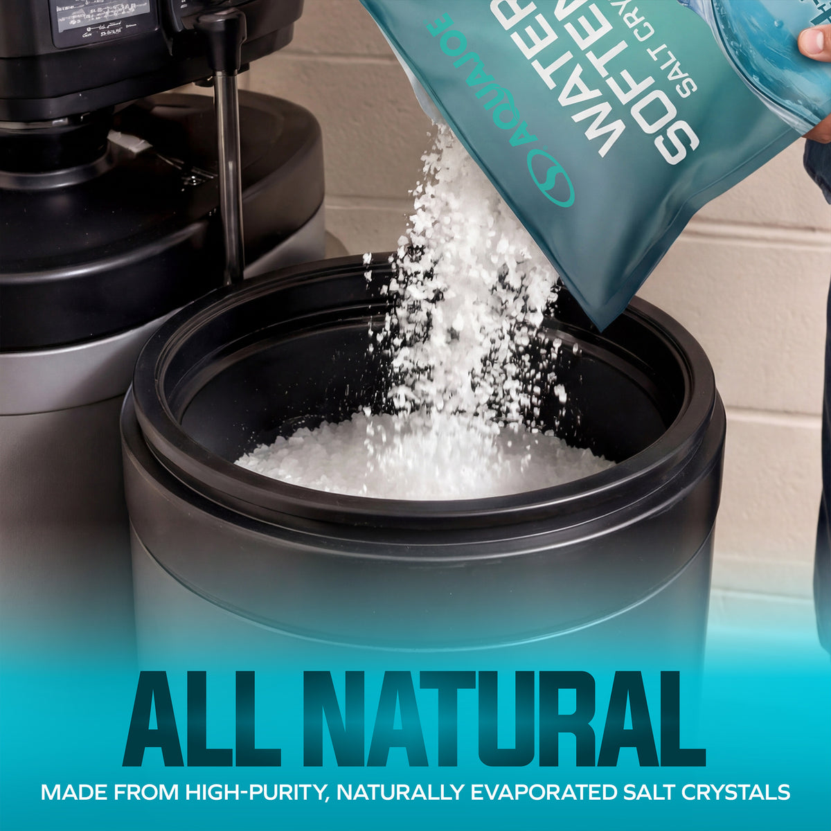Aqua Joe Water Softener Salt Crystals, 4-in-1 Benefits, Gentle on Skin, 40Lb Bag