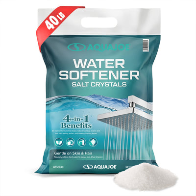 Aqua Joe Water Softener Salt Crystals, 4-in-1 Benefits, Gentle on Skin, 40Lb Bag