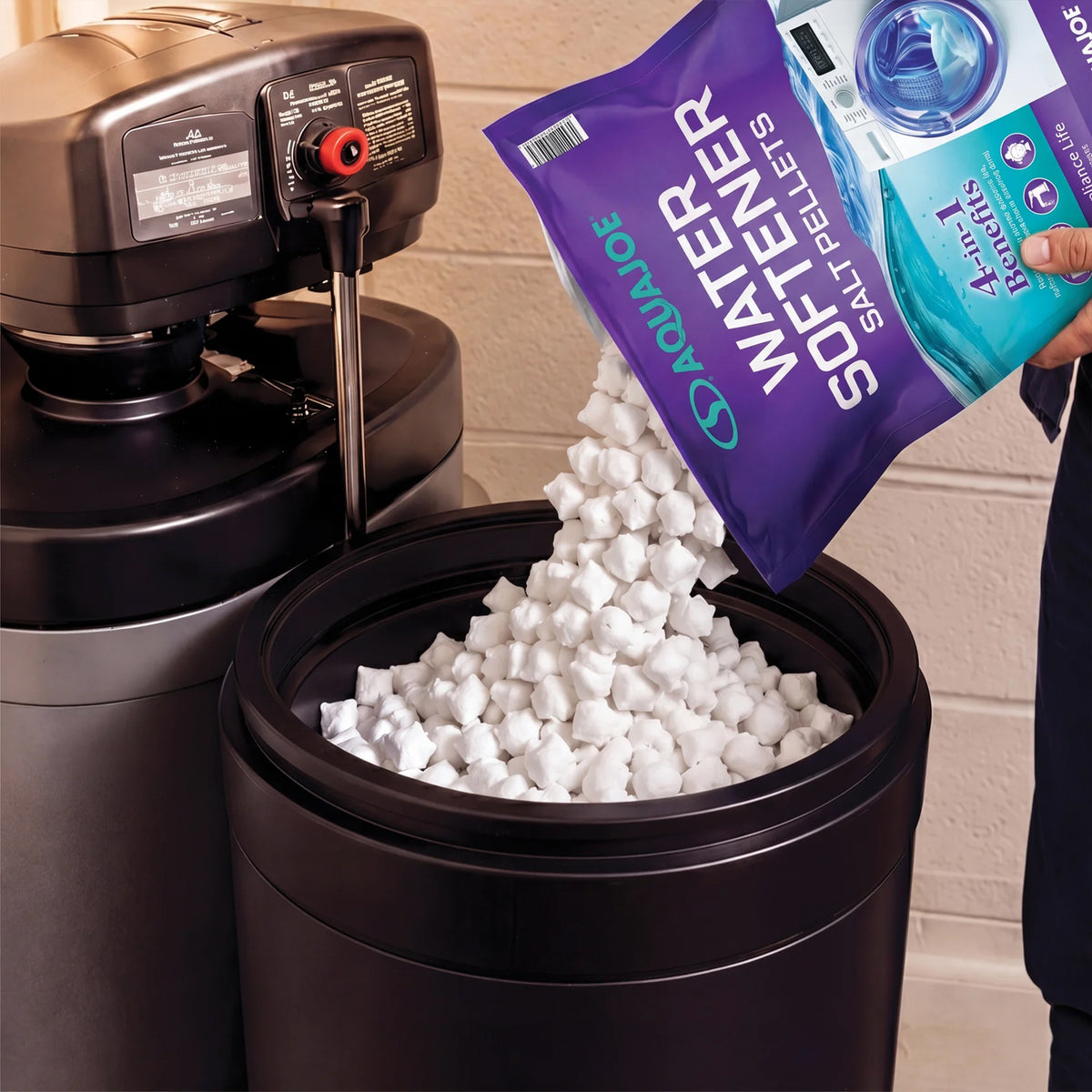 Aqua Joe Water Softener Salt Pellets with Iron Guard, 5-in-1 Benefits, 40 Lb Bag