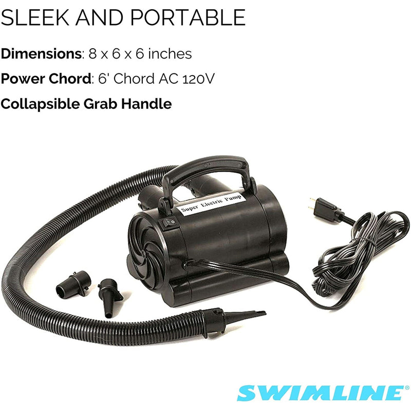 Swimline Electric Swimming Pool Inflatable Air Pump Inflator 110V (Open Box)