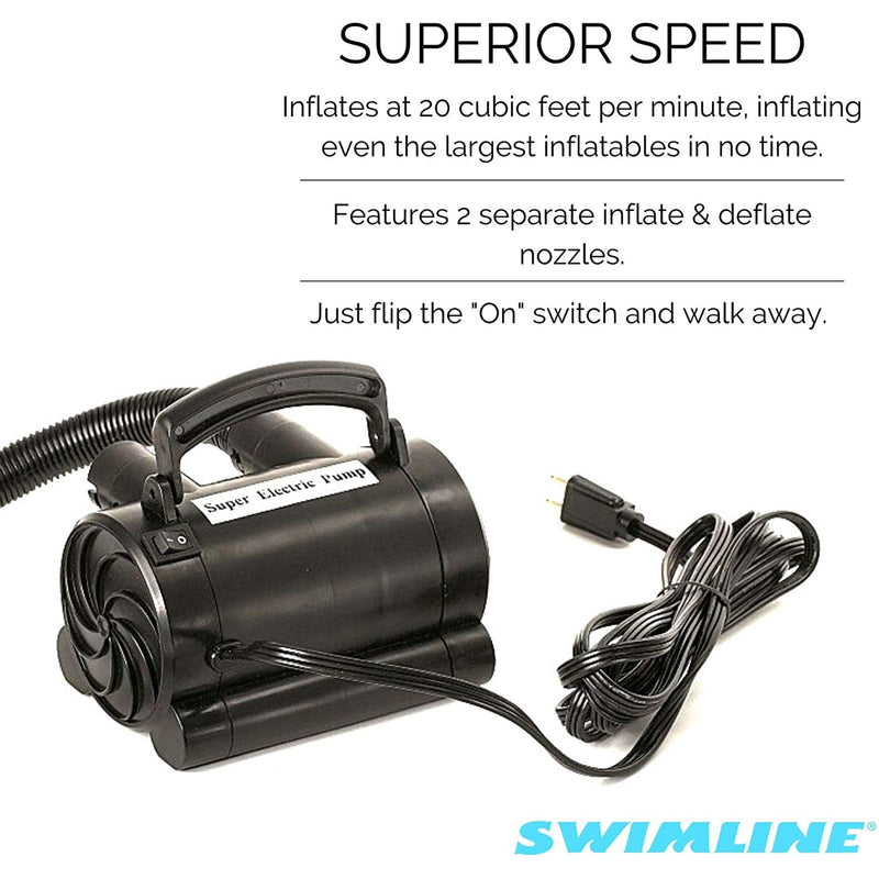 Swimline Electric Swimming Pool Inflatable Air Pump Inflator 110V (Open Box)