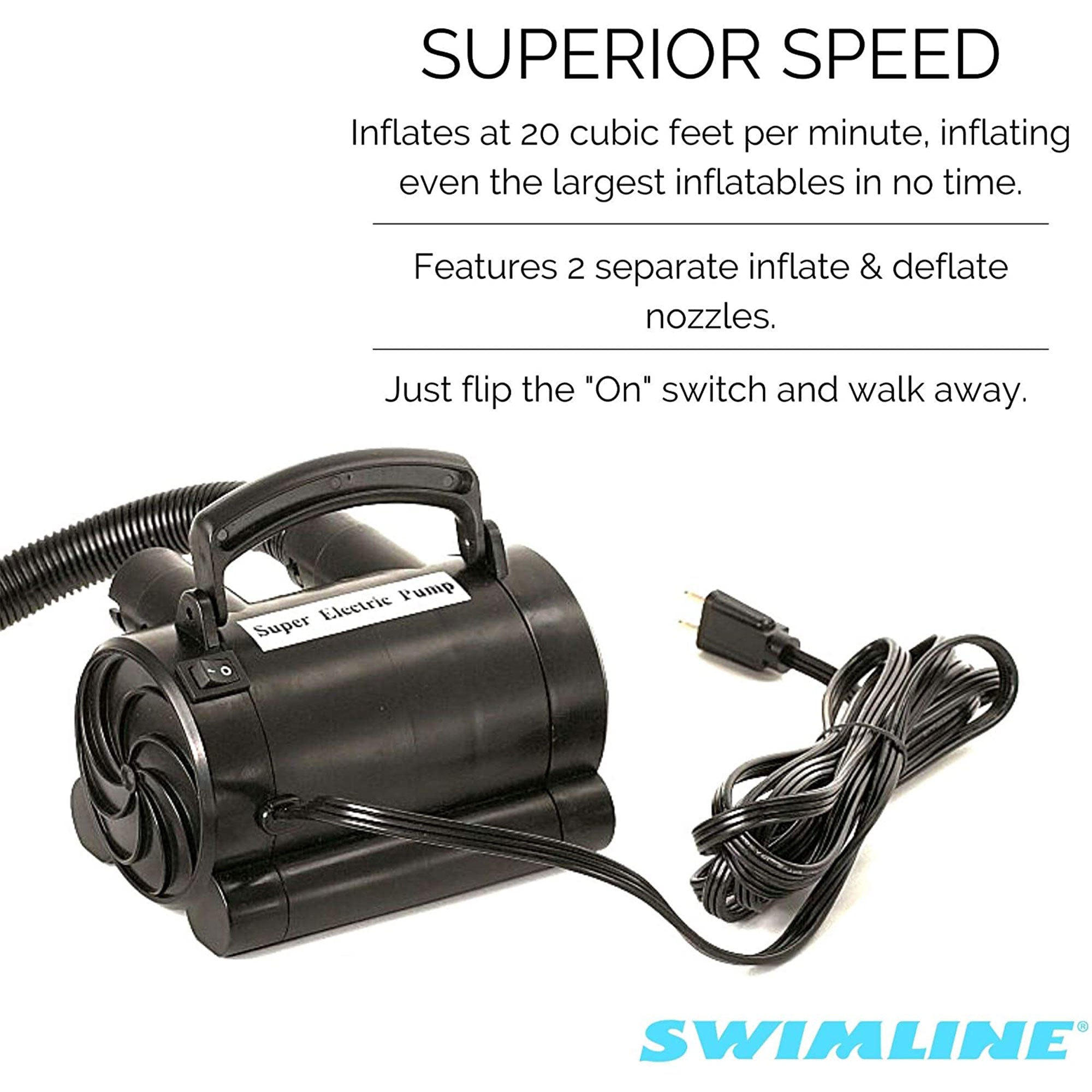 Swimline Electric Swimming Pool Inflatable Air Pump Inflator 110V (Open Box) - VMInnovations