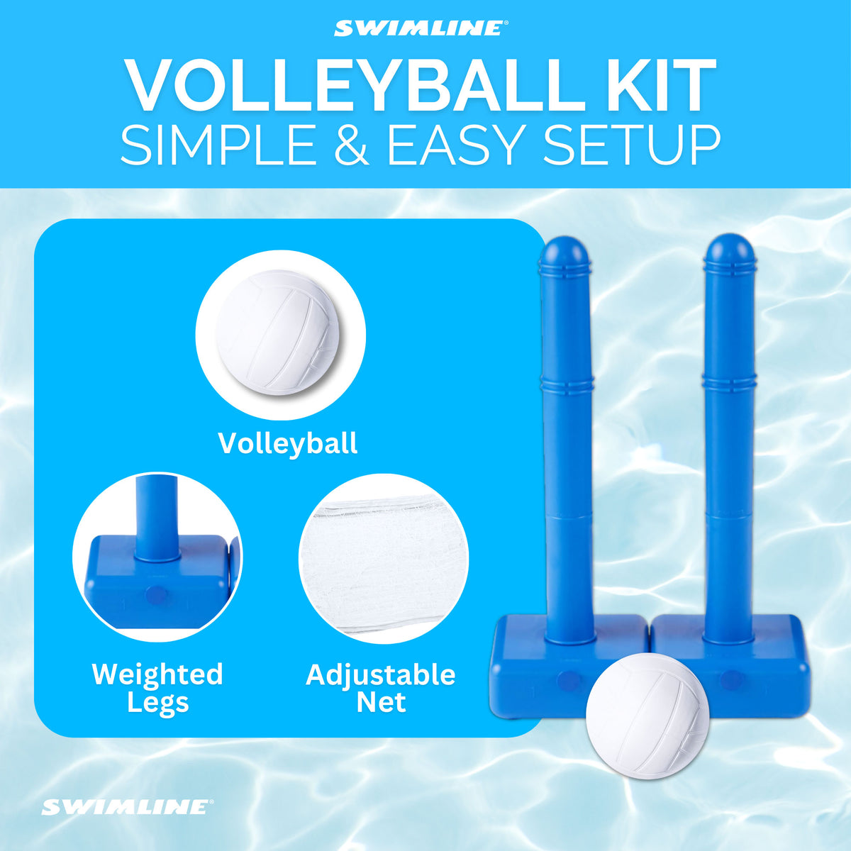 Swimline 9186 Cross Inground Pool Fun Volleyball Net Game Water Set (For Parts)