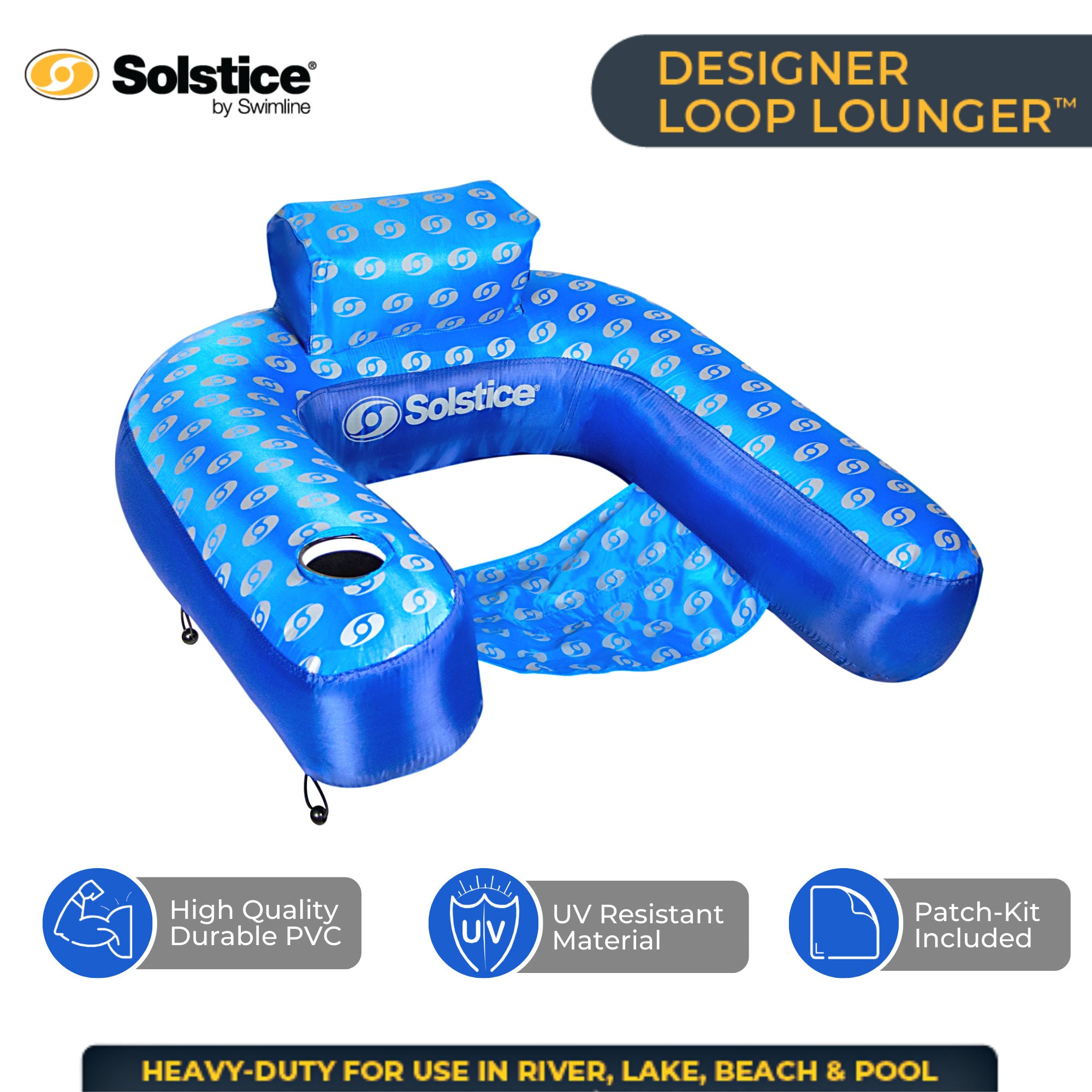 New Swimline 15120DC Swimming Pool Float Inflatable Designer Loop Fabric Lounger - VMInnovations