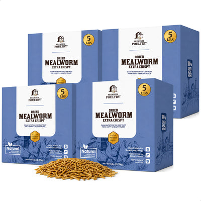 Premium Poultry 20 Pound Dried Mealworms Natural High Protein Chicken Feed Treat