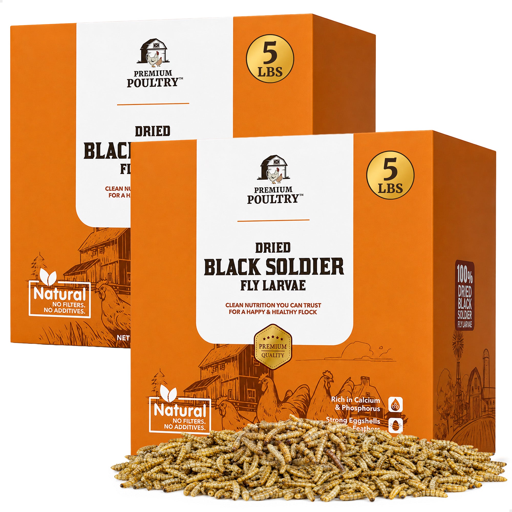 Premium Poultry 10 lb Dried Black Soldier Fly Larvae Chicken Feed Protein Treats - VMInnovations