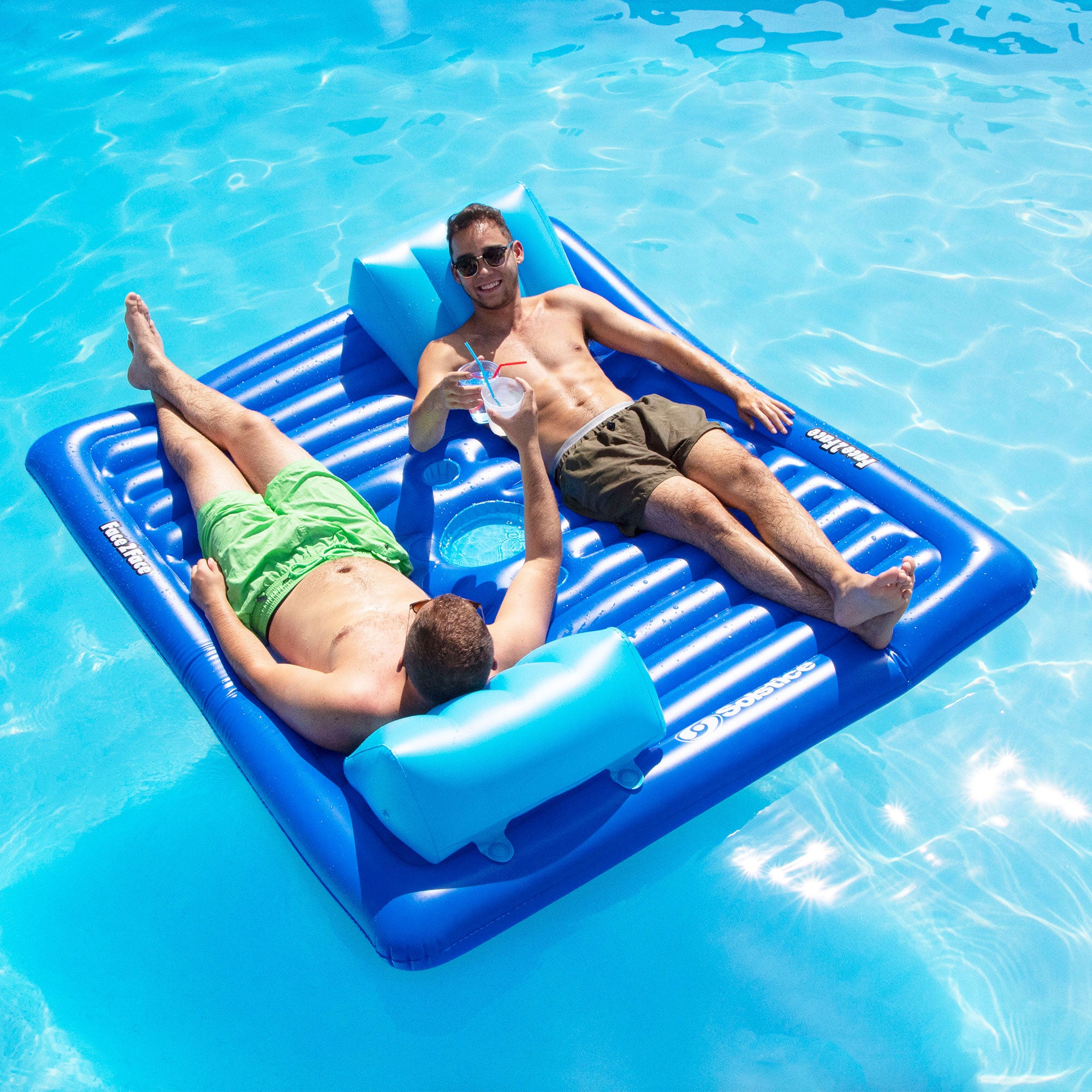 Solstice by Swimline Face to Face Conversation Lounger with Built-In Accessories - VMInnovations