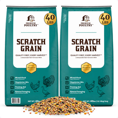 Premium Poultry Scratch Grain for Adult Chickens, Ducks, and Turkeys, 80 Pounds