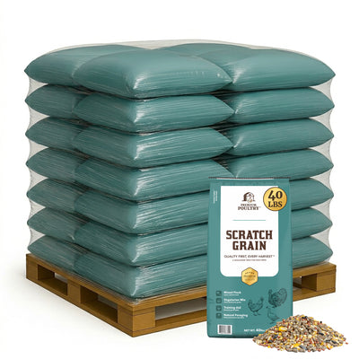 Premium Poultry Scratch Grain for Adult Chickens, Ducks, and Turkeys, 2000 lbs - VMInnovations