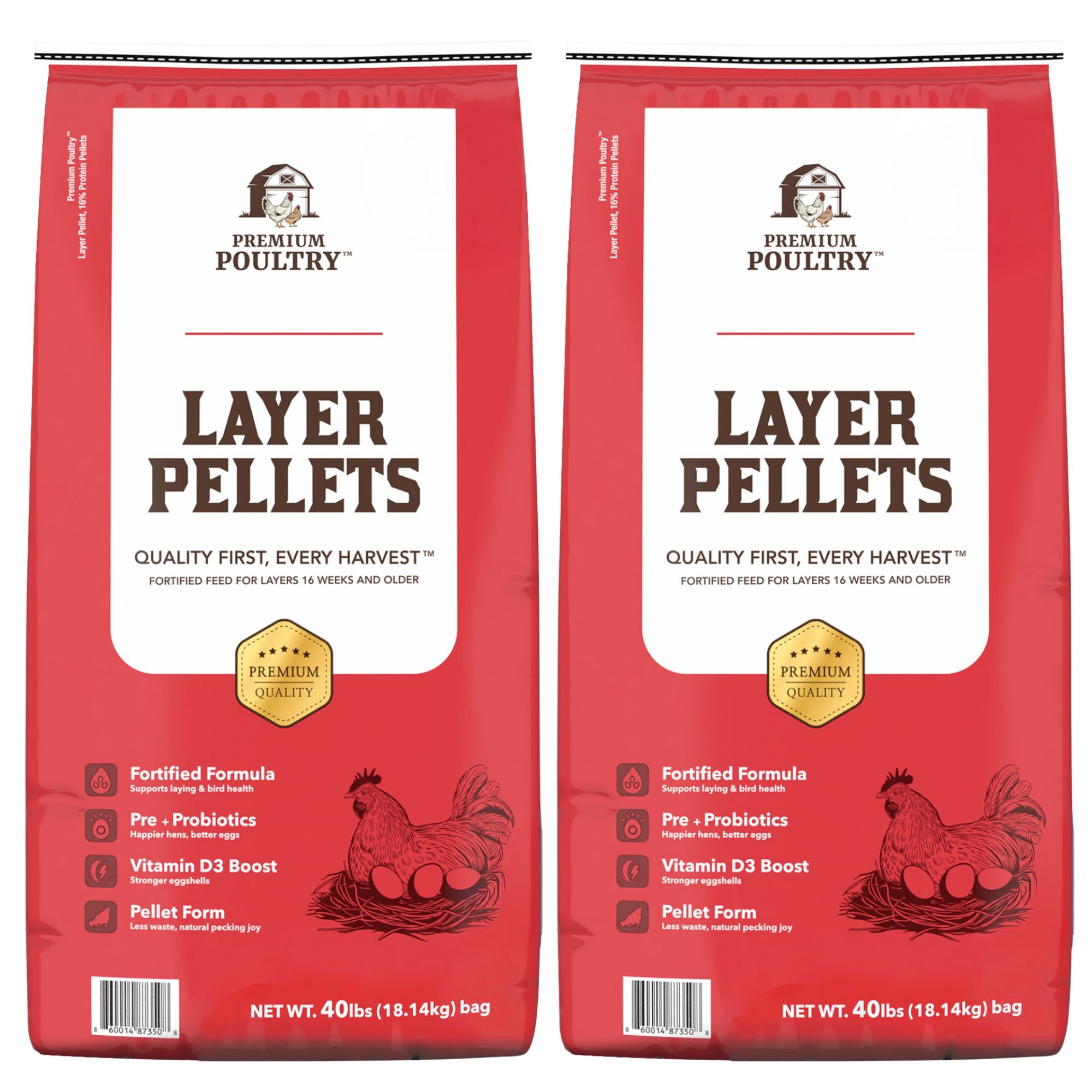 Premium Poultry Layer Pellets for Laying Hens, 16% Protein Blend Feed, 80 lb