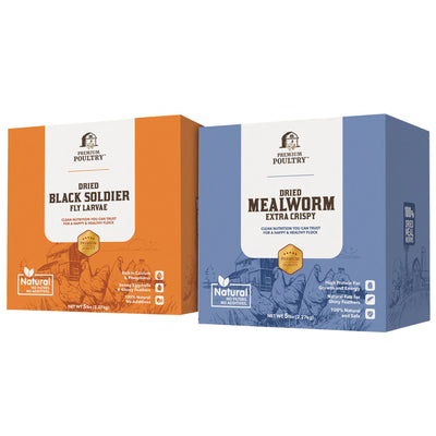 Premium Poultry 5 lb Mealworms and 5 lb Black Soldier Fly Dried Chicken Feed