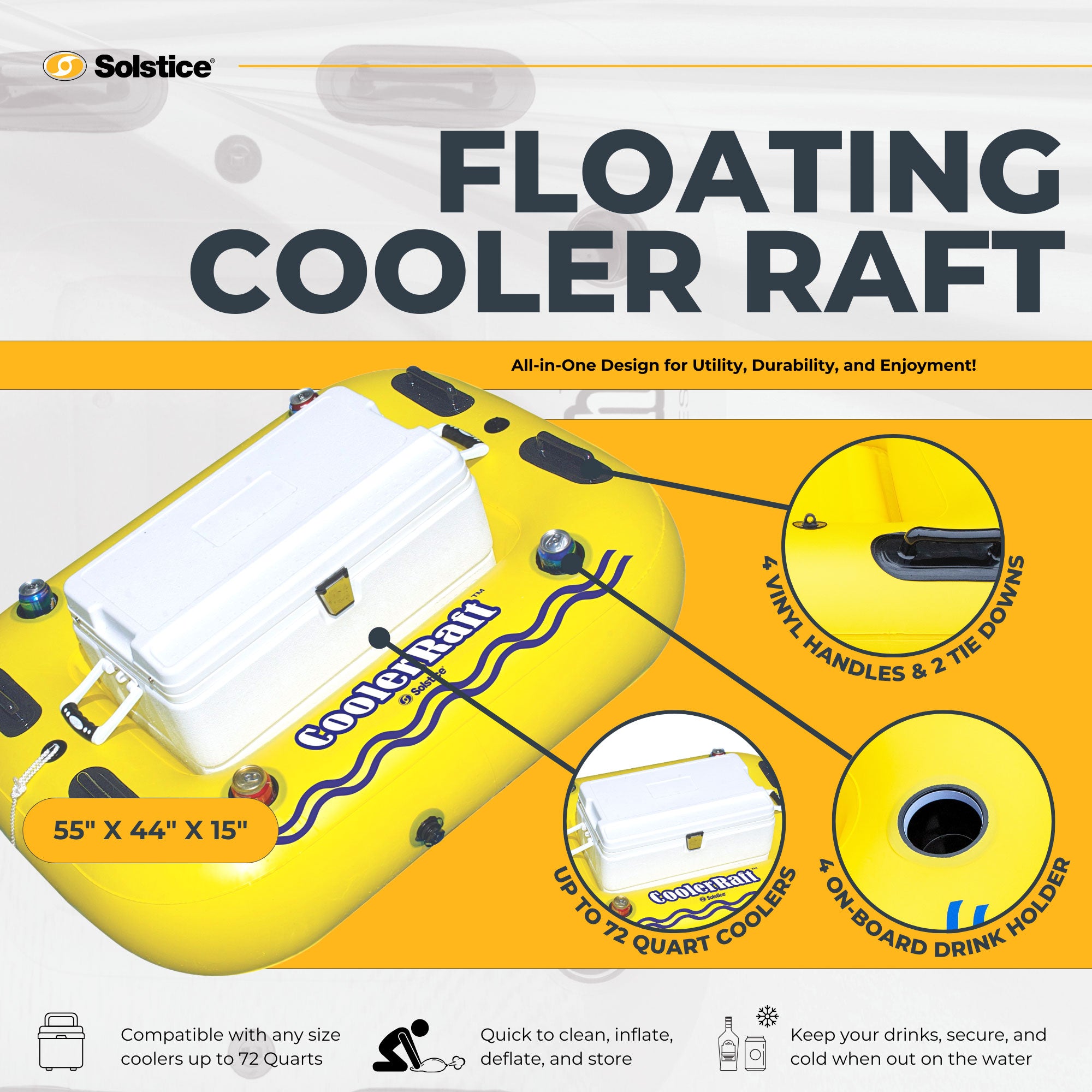 Swimline 17075ST Swimming Pool River Cooler Raft Heavy Duty Tube Float -Open Box