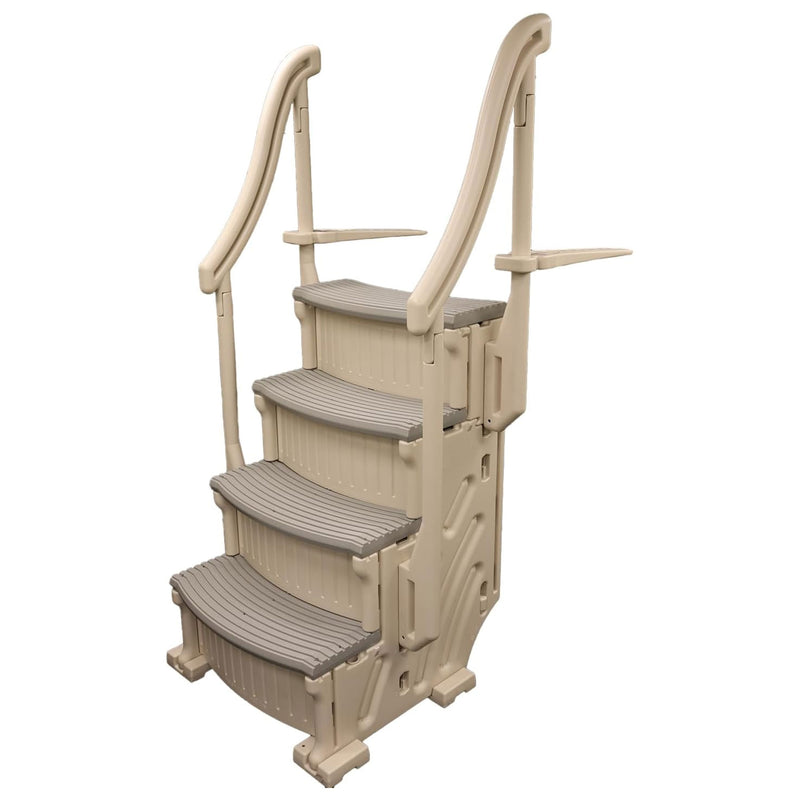 Confer Plastics CCX-AG 4 Step Above Ground Pool Ladder Stair Entry System, Grey