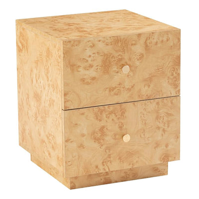 Aoikax Modern 2-Drawer Nightstand, Burl Finish Bedside Storage Table, (Open Box)