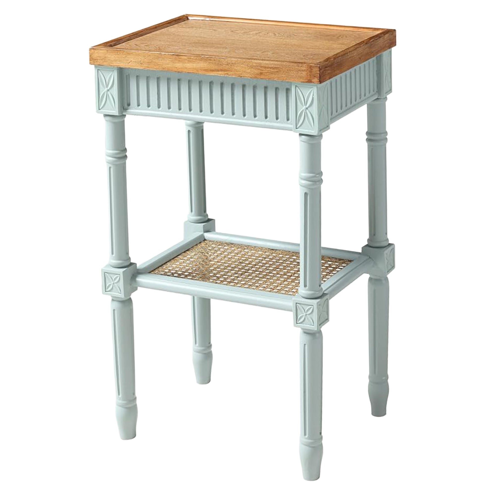 COZAYH French Country Accent End Table, Wood Tray Top Side Table, Pale Mint Blue