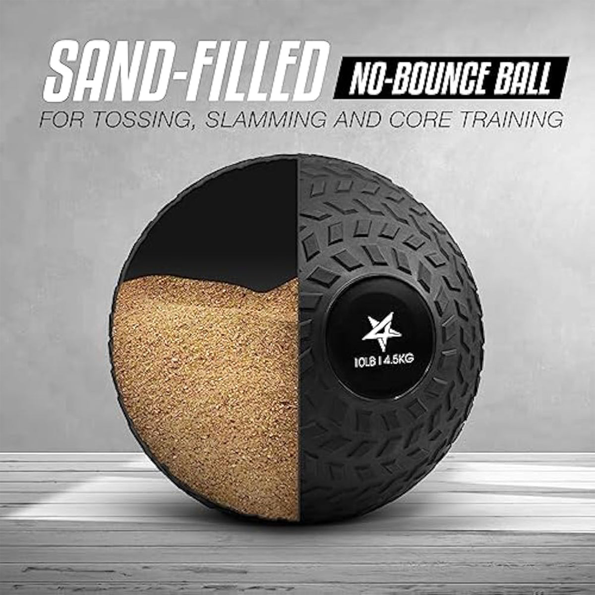 Yes4All 10Lb Slam Ball, Durable Sand Filled Workout Weight Ball,Black (Open Box)