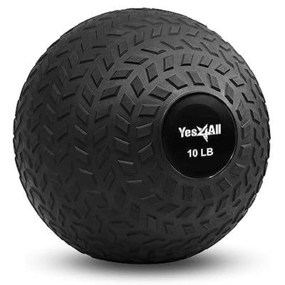 Yes4All 10Lb Slam Ball, Durable Sand Filled Workout Weight Ball,Black (Open Box)