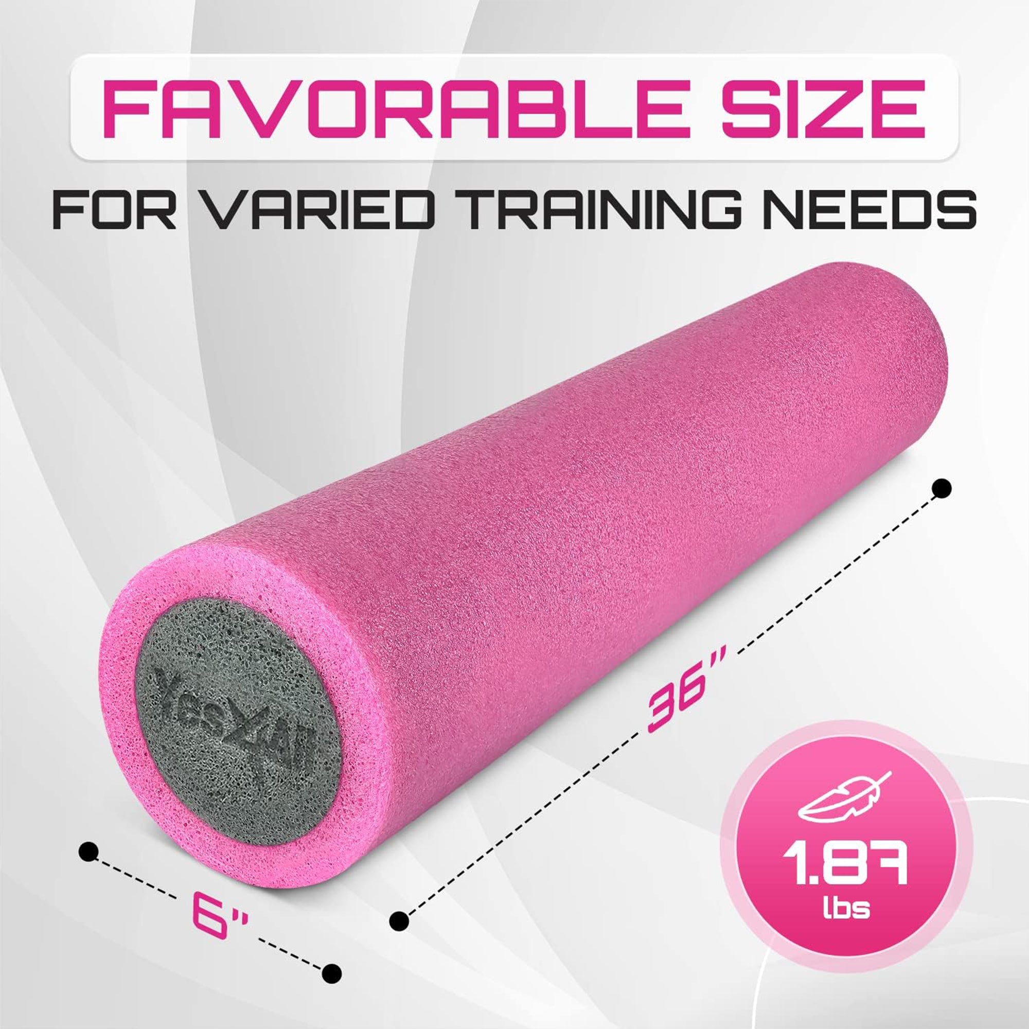 Yes4All Medium Firm 2-Layer Round PE Foam Roller for Yoga & Pilates, (Open Box)