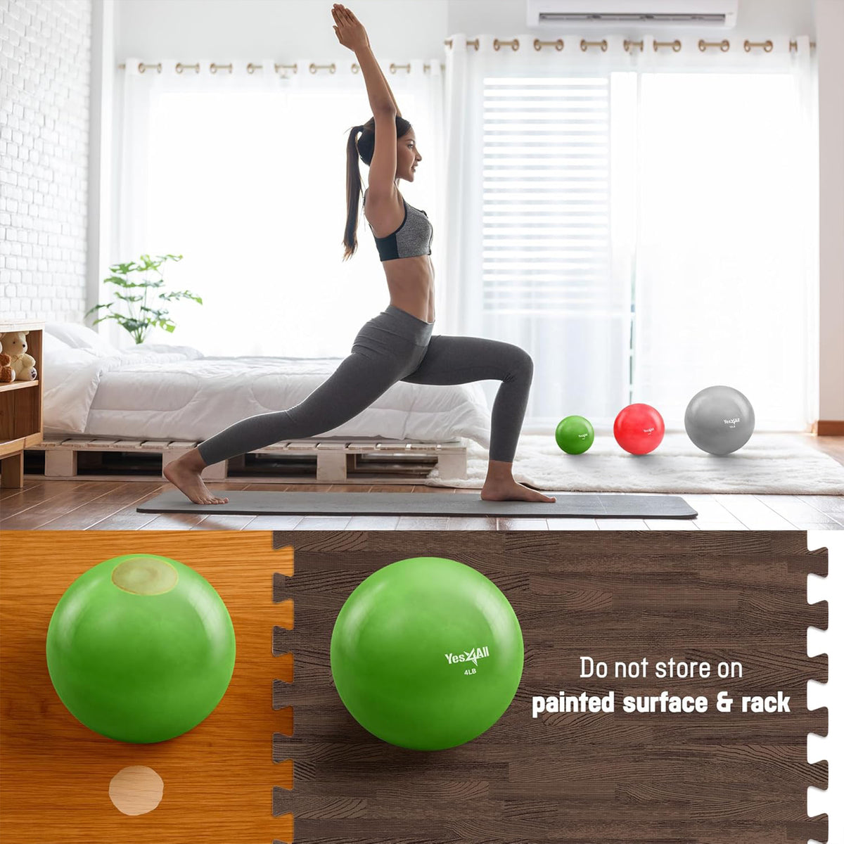 Yes4All 10 lb Smooth Weighted Toning Ball; Pilates and Balance Workout(Open Box)