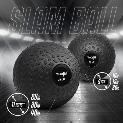 Yes4All 15Lb Slam Ball, Durable Sand Filled Workout Weight Ball, (Open Box) - VMInnovations