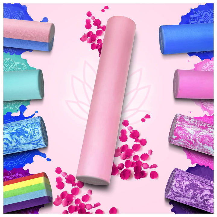 Yes4All EVA Firm Foam Round Back Roller for Pilates, Exercise or Yoga, 24", Pink - VMInnovations
