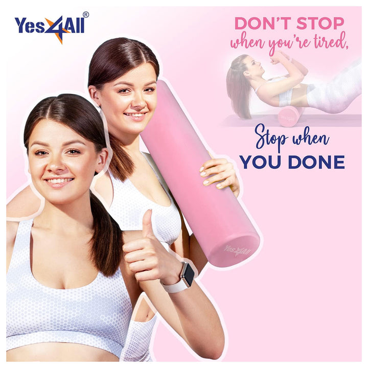 Yes4All EVA Firm Foam Round Back Roller for Pilates, Exercise or Yoga, 24", Pink - VMInnovations