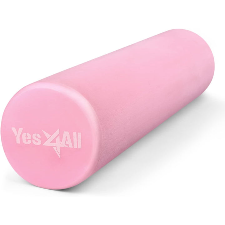 Yes4All EVA Firm Foam Round Back Roller for Pilates, Exercise or Yoga, 24", Pink - VMInnovations
