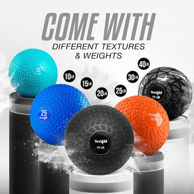 Yes4All 25Lb Slam Ball, Durable Sand Filled Workout Weight Ball, Black (Tread) - VMInnovations