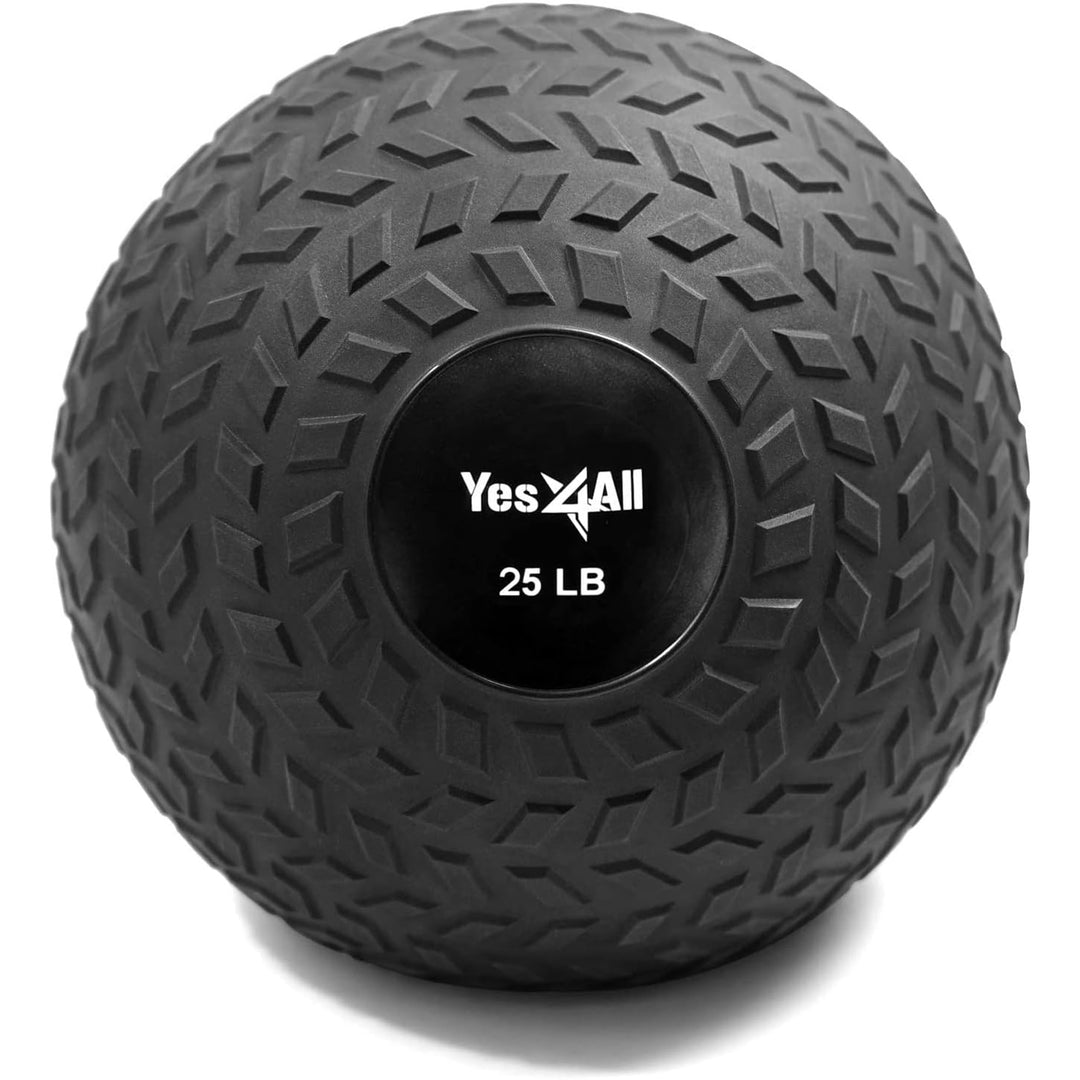 Yes4All 25Lb Slam Ball, Durable Sand Filled Workout Weight Ball, Black (Tread) - VMInnovations