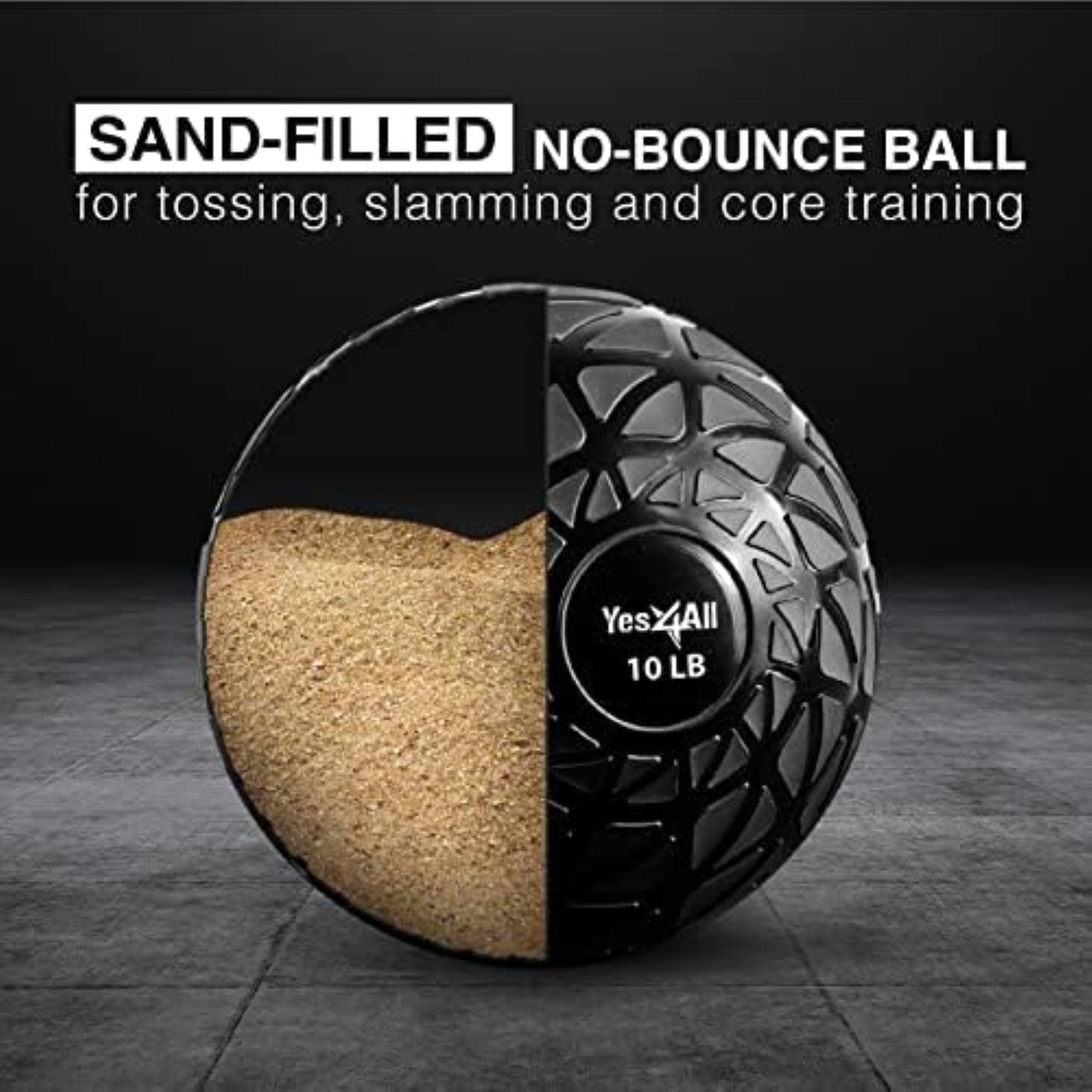 Yes4All 10Lb Slam Ball, Durable Sand Filled Workout Weight Ball, (Open Box)