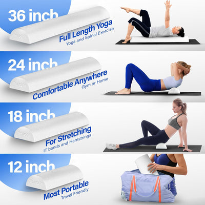 Yes4All Medium Firm Half Round Foam Roller for Massage & Exercise, 36"(Open Box)