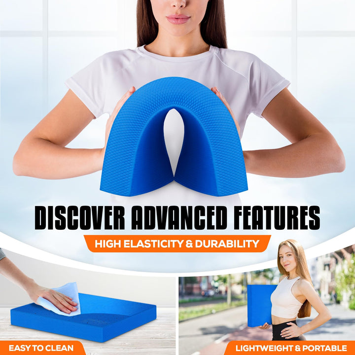 Yes4All Non-Slip TPE Foam Balance Pad for Yoga and Stability Training, XL, Blue - VMInnovations