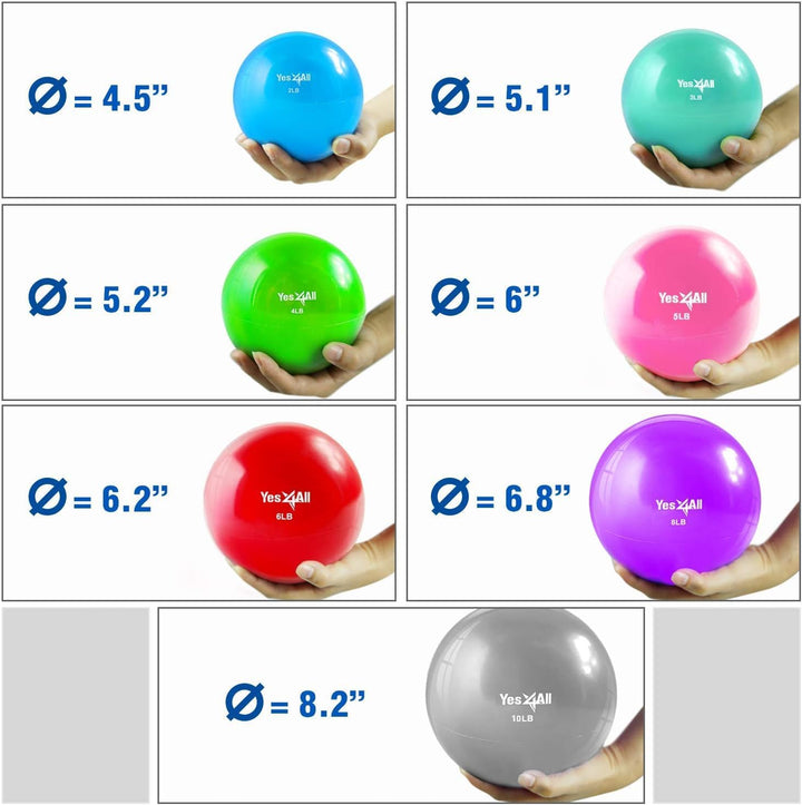 Yes4All 10 lb Knurl Weighted Toning Ball for Pilates and Balance Workout, Gray - VMInnovations