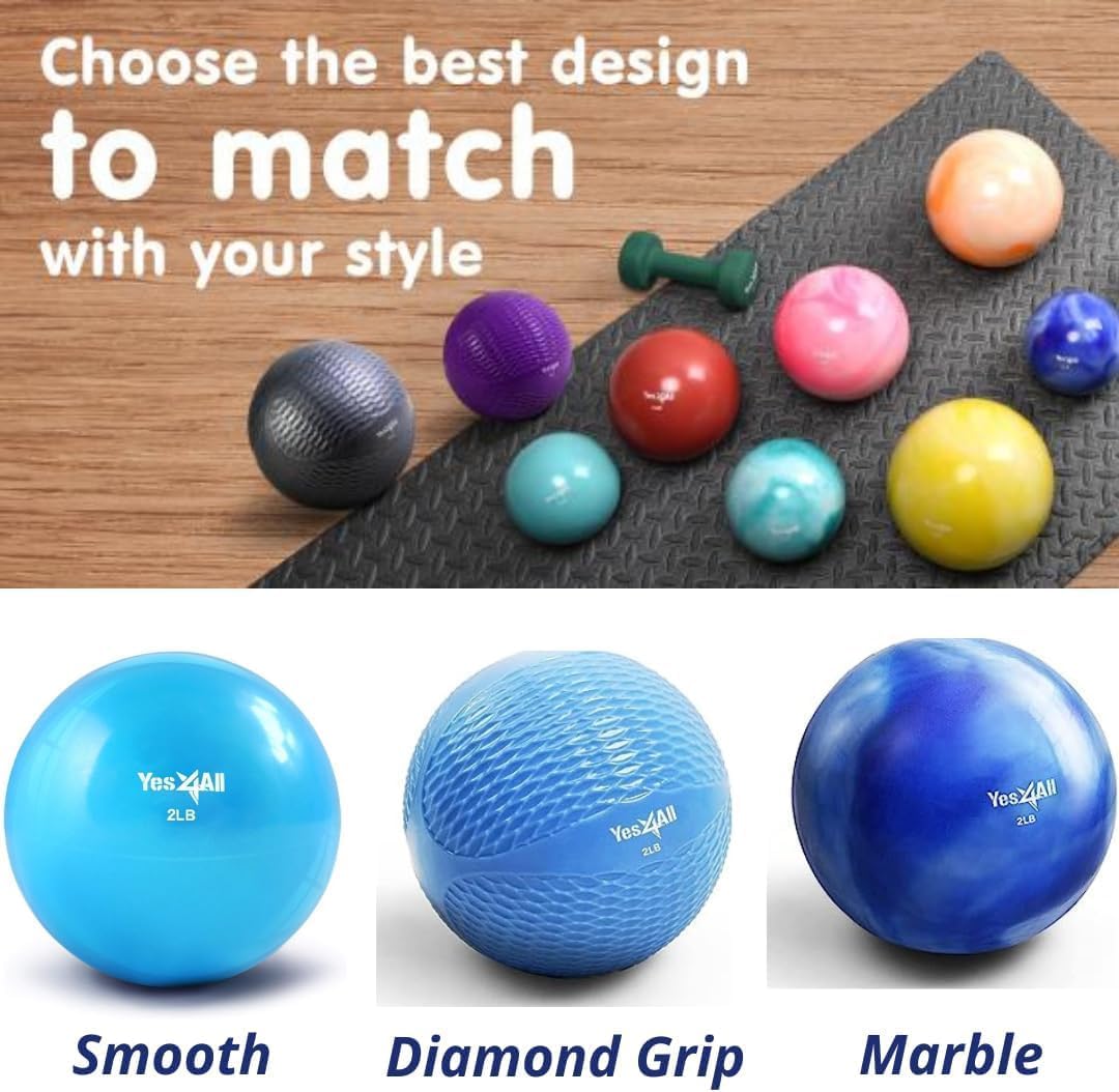 Yes4All 10 lb Knurl Weighted Toning Ball for Pilates and Balance Workout, Gray - VMInnovations