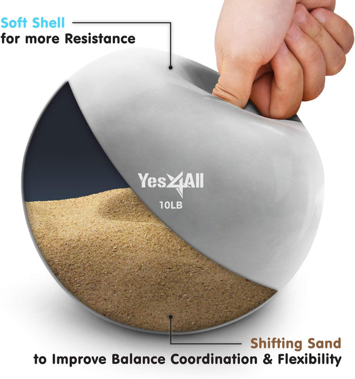 Yes4All 10 lb Knurl Weighted Toning Ball for Pilates and Balance Workout, Gray - VMInnovations