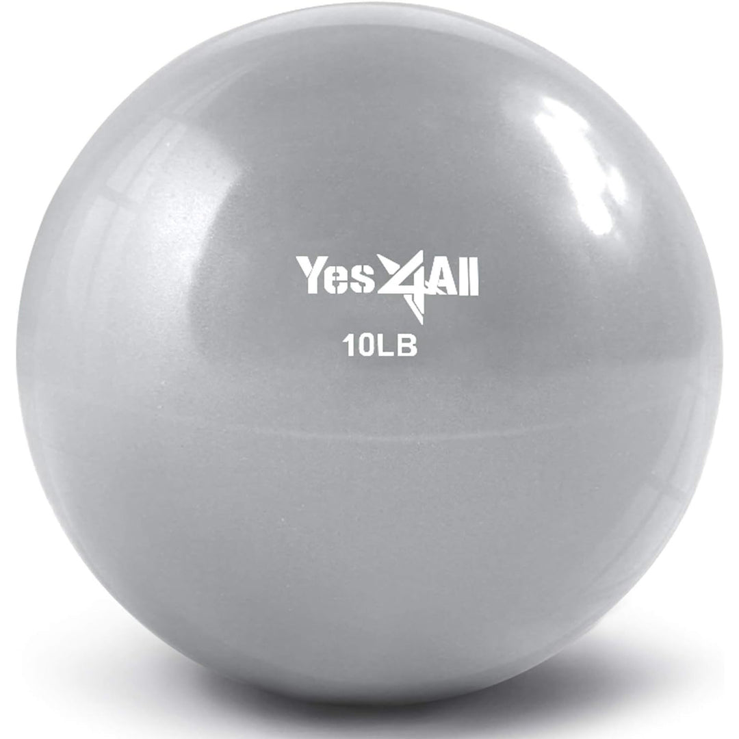 Yes4All 10 lb Knurl Weighted Toning Ball for Pilates and Balance Workout, Gray - VMInnovations