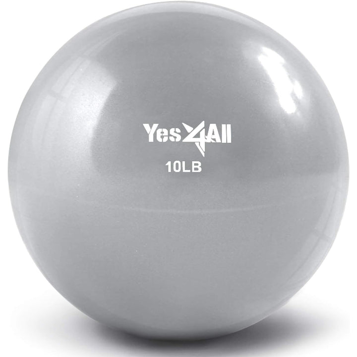Yes4All 10 lb Knurl Weighted Toning Ball for Pilates and Balance Workout, Gray - VMInnovations
