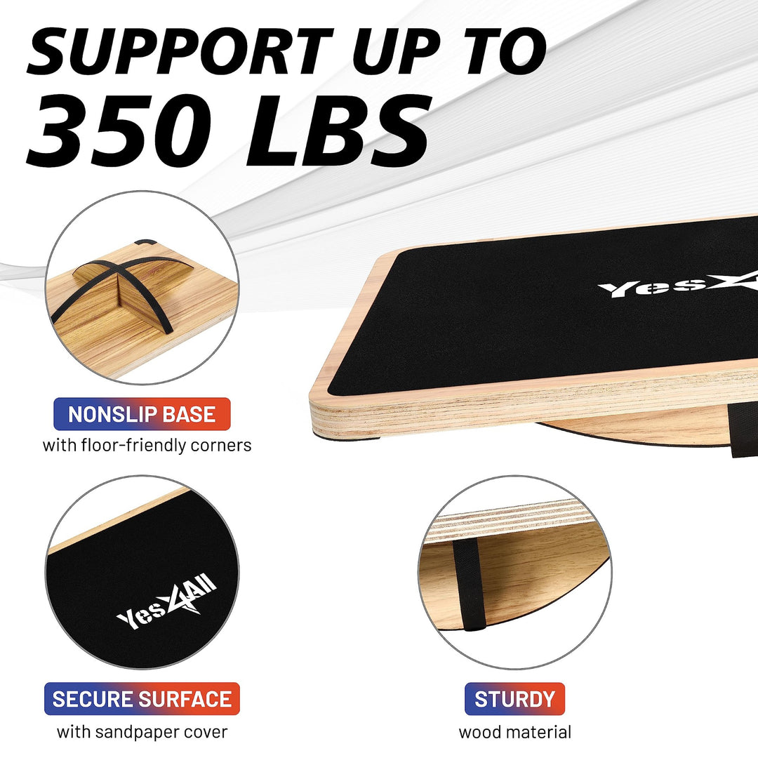 Yes4All 350Lbs Professional Wooden Balance Board, 360-Degree Rotation, Anti-Slip - VMInnovations