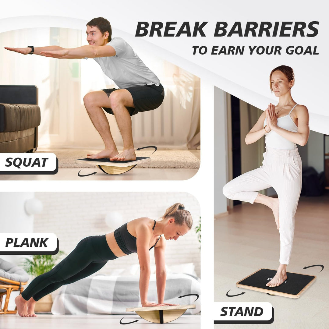 Yes4All 350Lbs Professional Wooden Balance Board, 360-Degree Rotation, Anti-Slip - VMInnovations