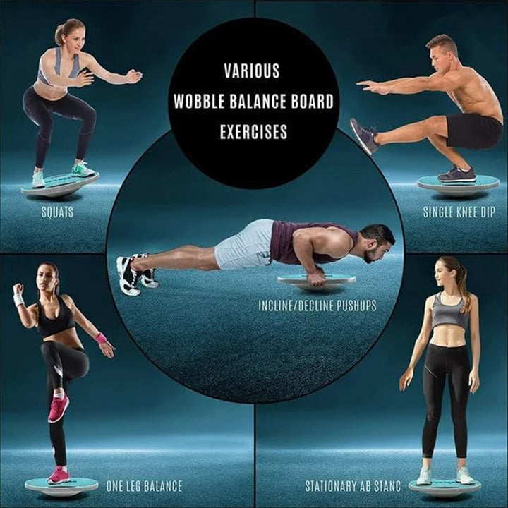 Yes4All Wobble Balance Board, Plastic Stability Trainer with Handles, Sky Blue - VMInnovations