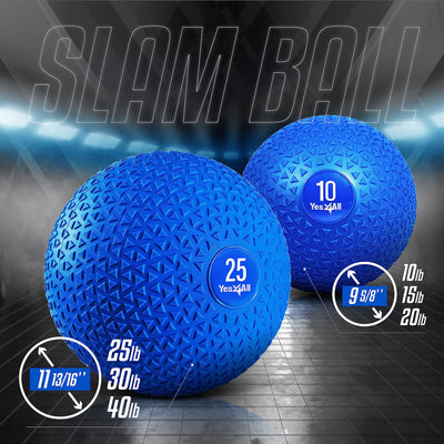 Yes4All 15Lb Slam Ball, Durable Sand Filled Workout Weight Ball, Blue (Open Box)