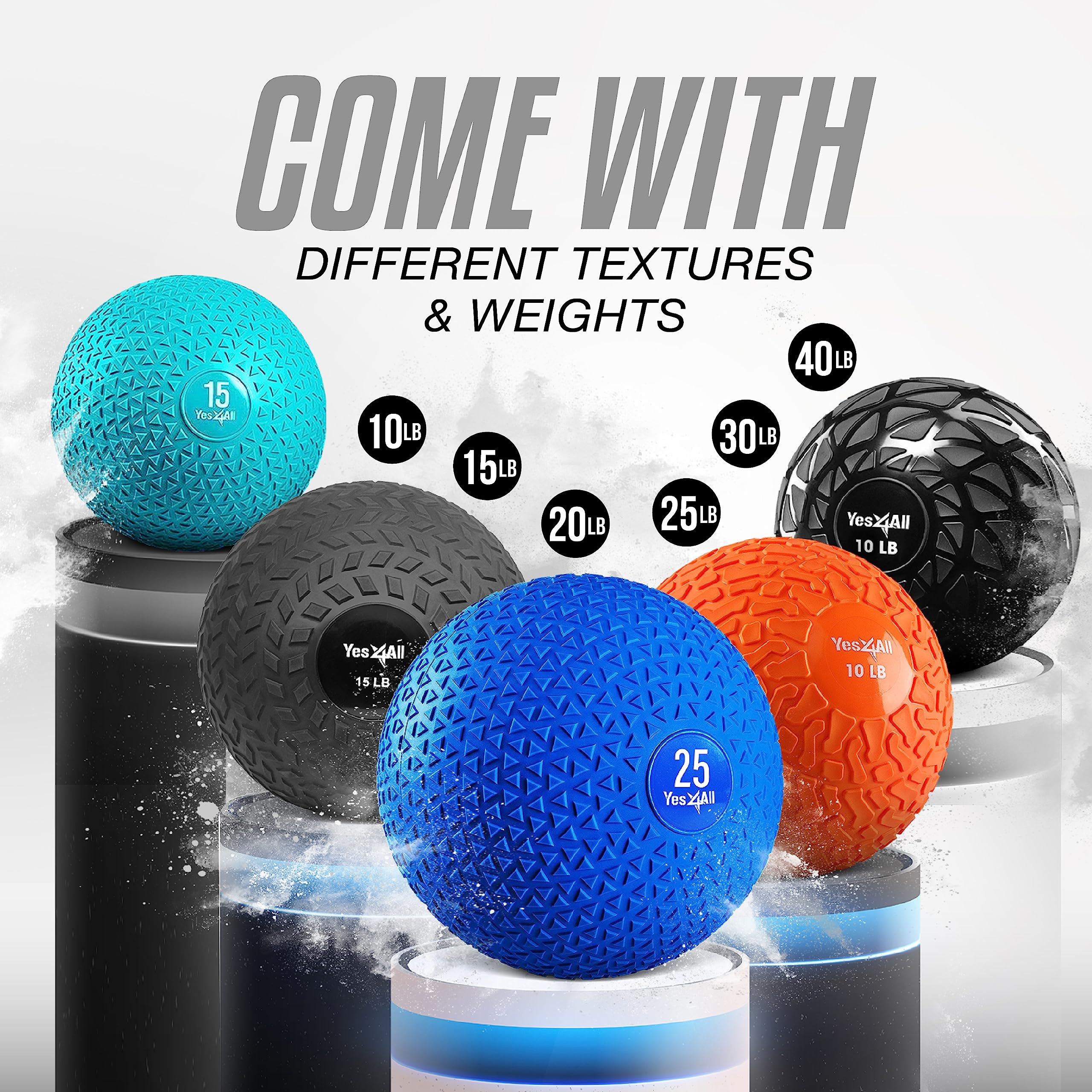 Yes4All 15Lb Slam Ball, Durable Sand Filled Workout Weight Ball, Blue (Open Box)