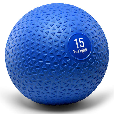 Yes4All 15Lb Slam Ball, Durable Sand Filled Workout Weight Ball, Blue (Open Box)