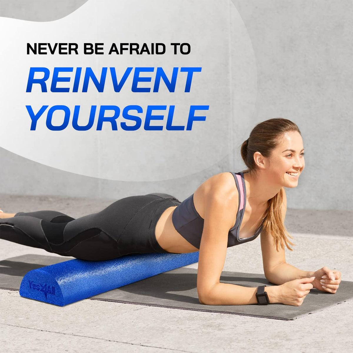 Yes4All Medium Firm Half Round Foam Roller for Massage & Exercise, (Open Box)