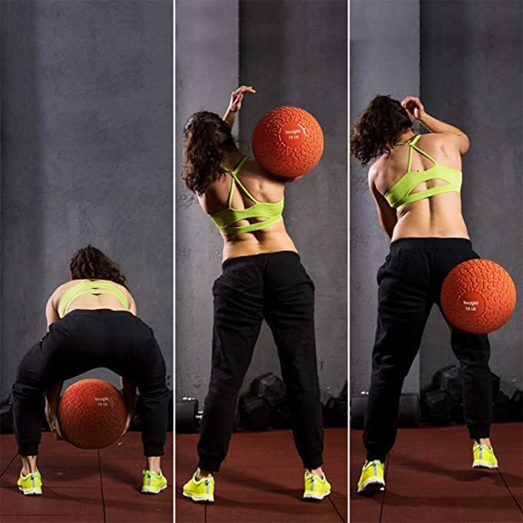 Yes4All 15Lb Slam Ball, Durable Sand Filled Workout Weight Ball, (Open Box)