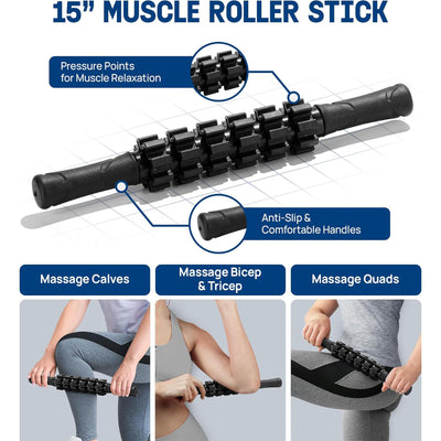 Yes4All 7-in-1 EPP Round Foam Roller Set for Pilates & Exercise,12 In (Open Box)
