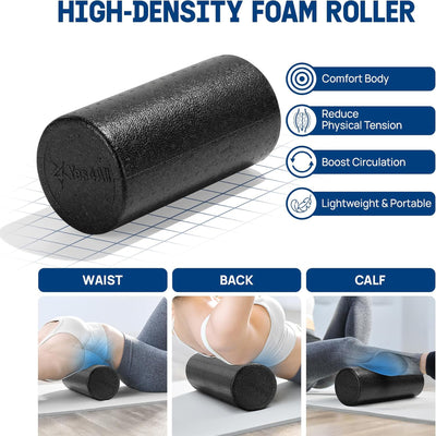 Yes4All 7-in-1 EPP Round Foam Roller Set for Pilates & Exercise,12 In (Open Box)