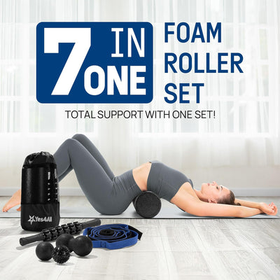 Yes4All 7-in-1 EPP Round Foam Roller Set for Pilates & Exercise,12 In (Open Box)