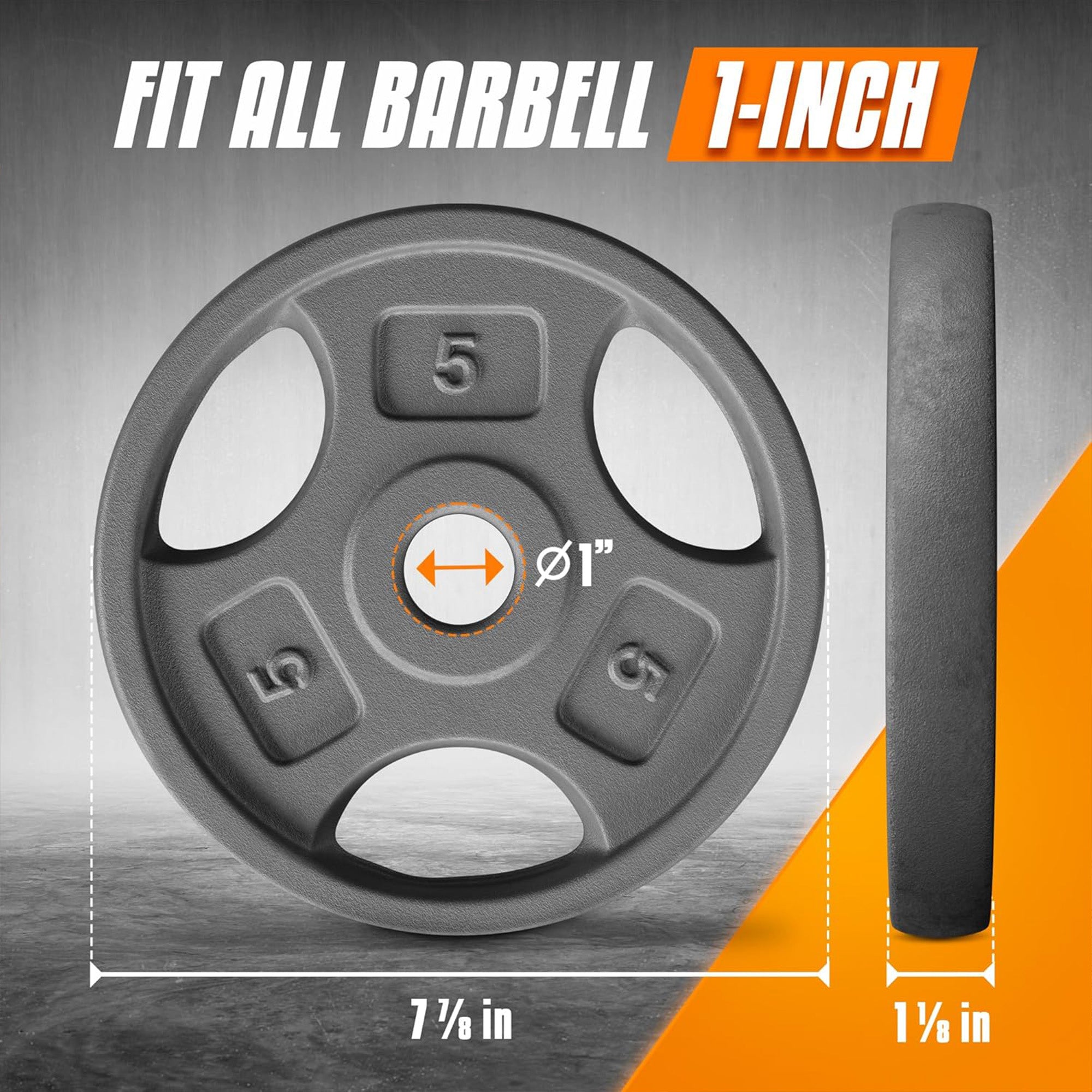 Yes4All 4 Pack Cast Iron Weight Plates w/ 1" Hole & Tri-Grip Handles, (Open Box)